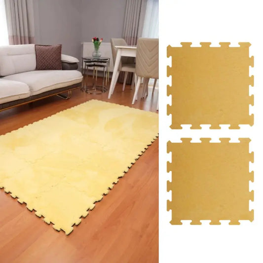 Sarı Renk Peluş Yıkanabilir Kaymaz Yapboz-Puzzle